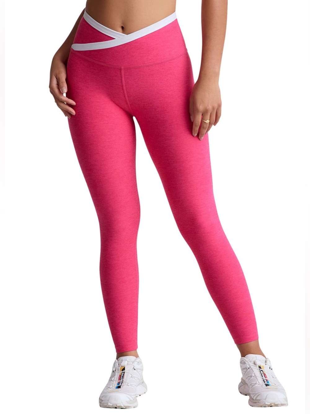 Beyond Yoga Spacedye Outlines High Waisted Midi Legging Vivid Pink White Size S